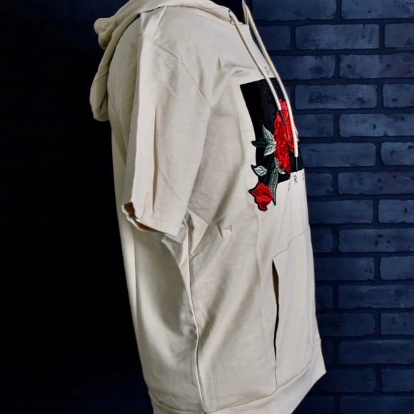 MEN’S ROSE PATCH FRENCH TERRY HOODIE-SAND - Picture 2 of 3